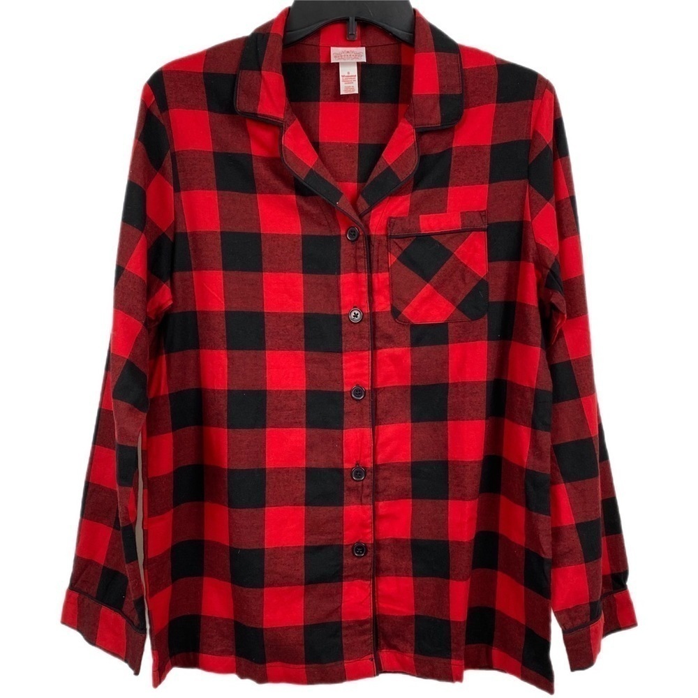 TARGET Wonderland Buffalo Check Button Up long Sleeve Pajama Top Size Small
